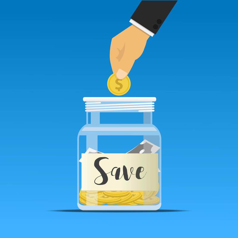 Graphic of hand dropping money in a jar