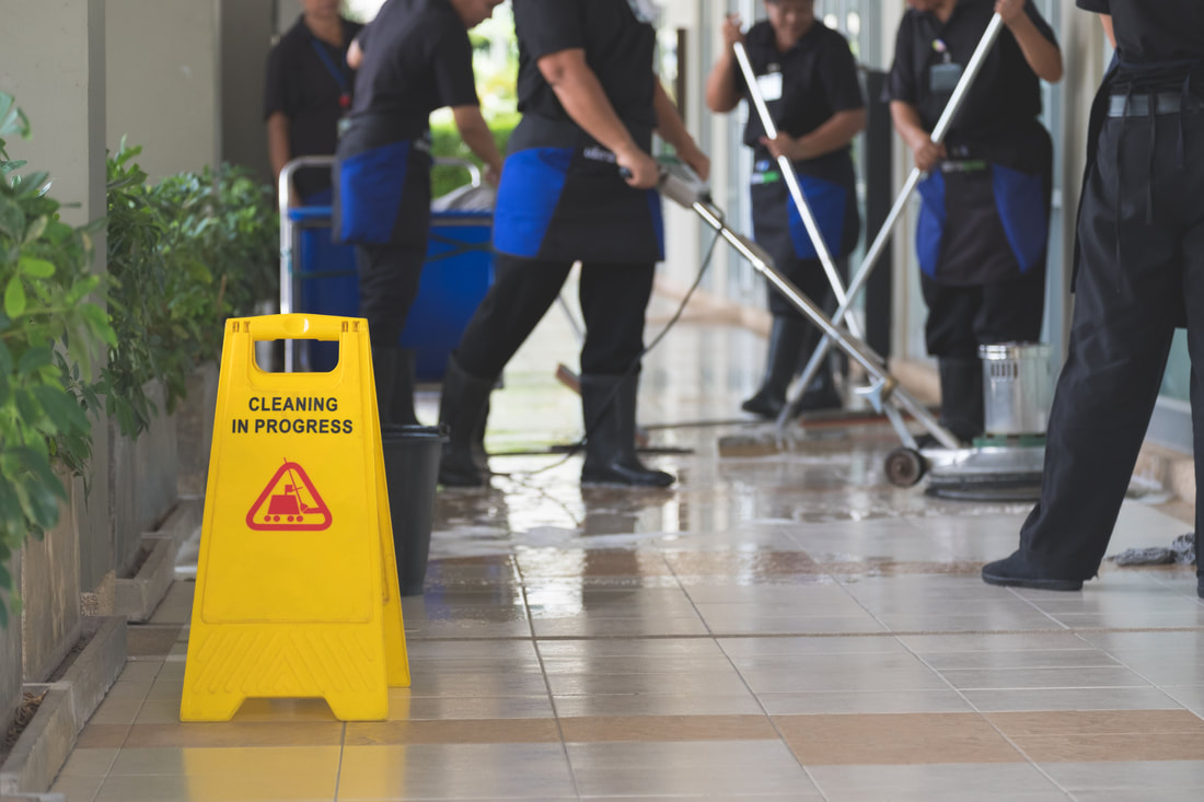 team cleaning an Orange County business